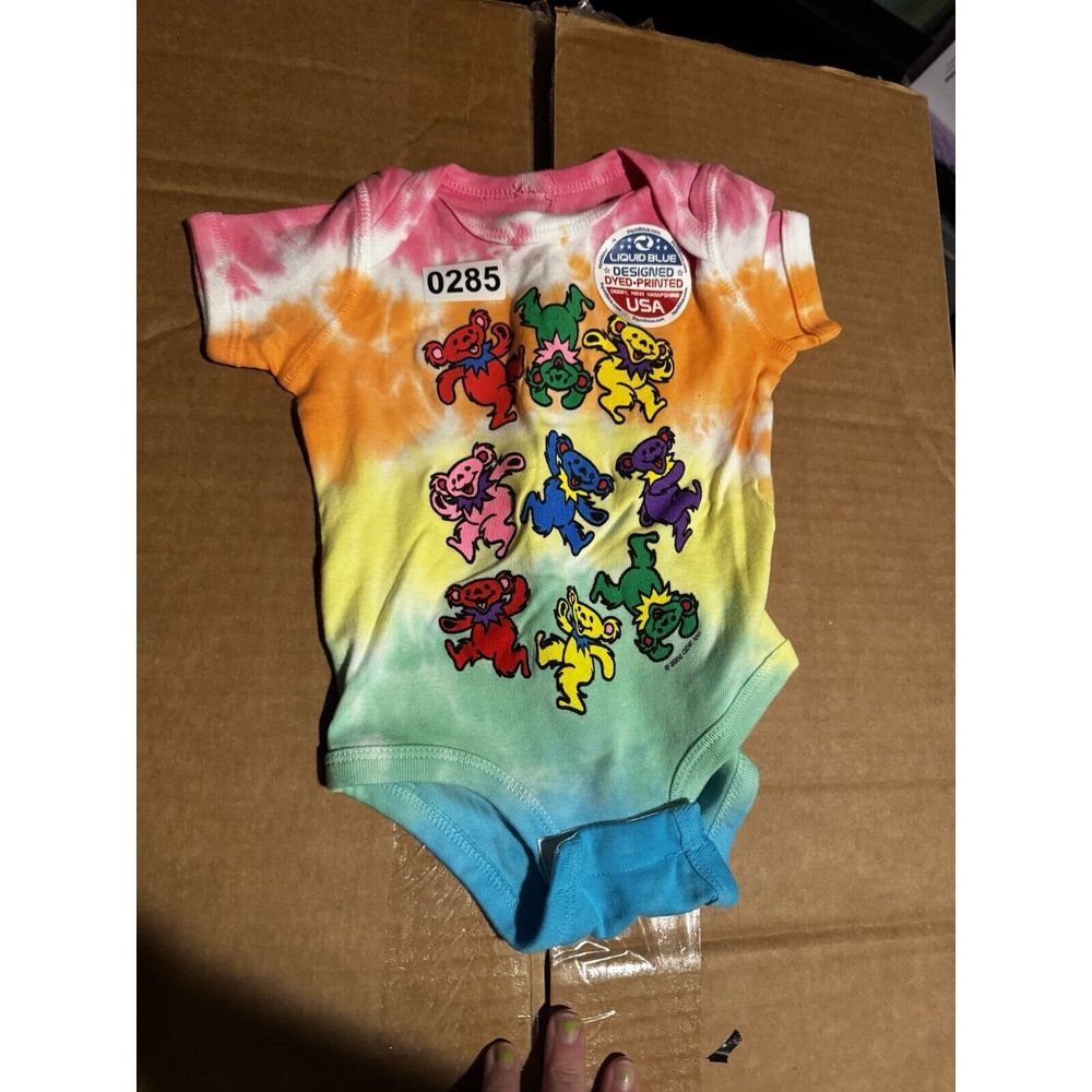 Grateful Dead Onesy Jumpsuit One Piece 6-12 M Tye Die Dancing Bears Snap Bottoms